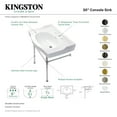 thumbnail image 4 of Kingston Brass VPB33083ST Victorian 30" Ceramic Console Sink with Stainless Steel Legs (8-Inch, 3-Hole), White/Antique Brass, 4 of 4