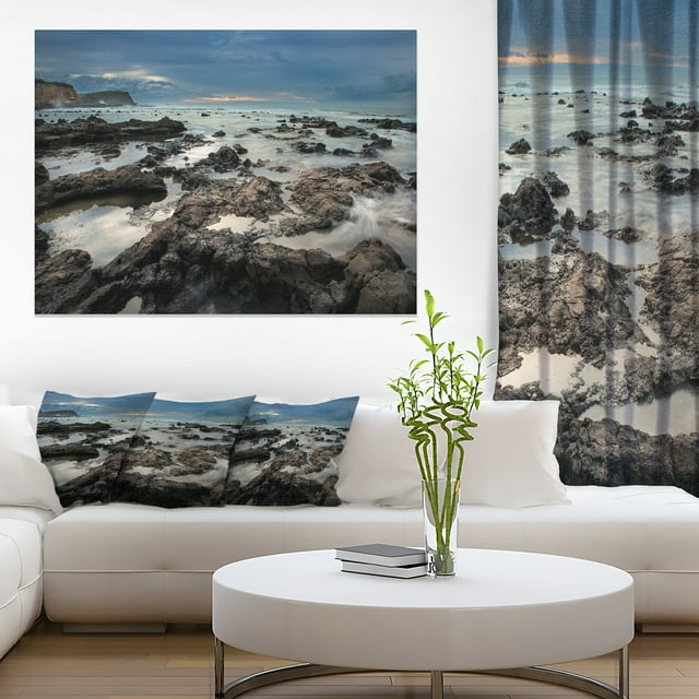 Rocky Bord de Mer avec Ciel Bleu sur - Grande Impression sur Toile