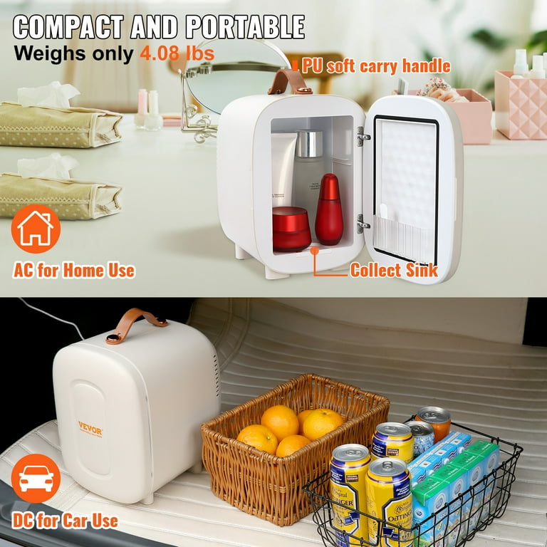 4L 6L Portable Mini Fridge Car Refrigerator Skincare Makeup Compact  Refrigerator Drink Coolers for Bedroom Car Food Storage