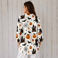 thumbnail image 2 of Nyfairy Plus Size Women's Halloween Print Long Sleeve Button Down Casual Shirt, 2 of 5