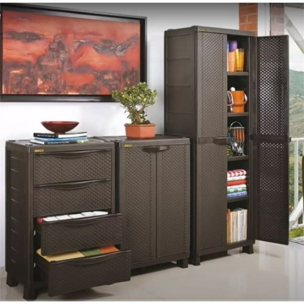 Rimax brown resin rattan compact cabinet deals