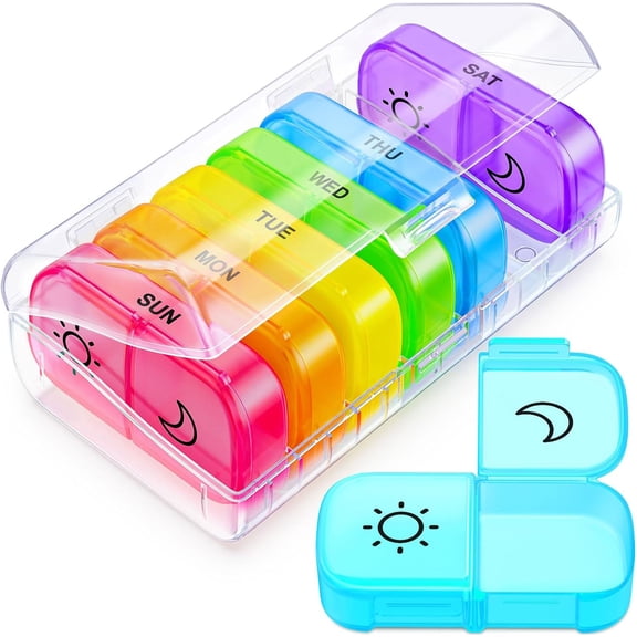 M altemura Weekly Pill Organizer 2 Times a Day, One-Sided Opening, Easy to Use