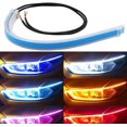 thumbnail image 1 of AVEKI 2pcs Waterproof Flexible Universal Car LED DRL Daytime Running Light Flow Runs Headlight LED Strip Brake Turn Signal Light (45cm, Blue Yellow) B2124, 1 of 7