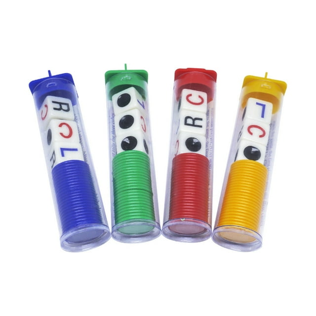 Juego de dados LCR de cuatro colores, izquierda, centro y derecha, con fichas, accesorios para juegos de dados, barril