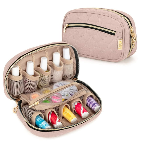 Estuche de esmalte de uñas LUXJA con capacidad para 10 botellas de 15 ml con bolsillos con cierre