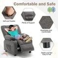 thumbnail image 5 of JONPONY Kids Recliner Chair,Push Back Toddler Recliner with Cup Holders & Side Pockets,Adjustable Footrest & Headrest Kids Sofa for Boys Girls 3+ Age Group, Grey, 5 of 12