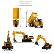 Top Race Construction Truck and Excavator Toy Set - 2 Diecast Metal Vehicle Toys for Kids 8+