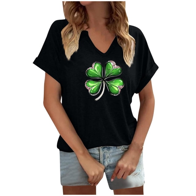 Tops Cortos para las Mujeres San Pablo's Día Impreso Cuello en V Envuelto Casual Top, Ligero para Todas las Estaciones Hogar Y Uso Diario