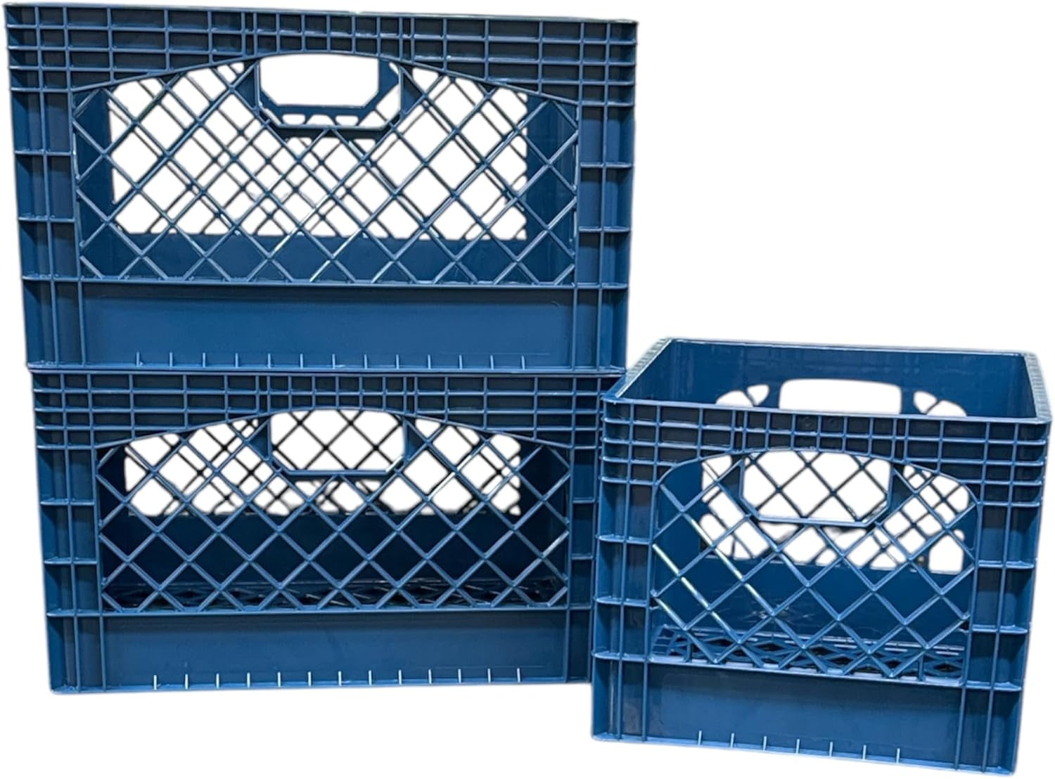 Juggernaut Storage Heavy-Duty Plastic Milk Crate Bundle Blue