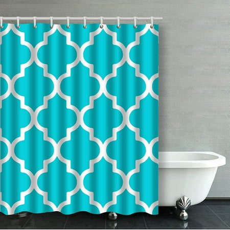 Op Moroccan Quatrefoil Crisp Turquoise Aqua Bathroom Shower Curtain 60x72 Inches Op Moroccan Quatrefoil Crisp Turquoise Aqua Bathroom Shower Curtain 60x72 Inches