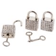 thumbnail image 1 of LOVIVER 3 Pieces Diamante Square Padlock with Key Travel Locker Set Pendant, 1 of 8