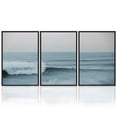 thumbnail image 2 of PixonSign Framed Wall Art Set Wide Angle Rushing Ocean Waves and Surfers Nature Wilderness Photography Modern Chic Scenic Modern Art for Living Room, Bedroom, Office - 16"x24"x3 Black, 2 of 4