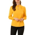 thumbnail image 1 of INSPIRE CHIC Women's Stand Collar Pleated Button Keyhole Button Blouse, 1 of 6