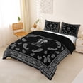 thumbnail image 3 of jejeloiu Minimal Paisley Duvet Cover Queen For Men Women,Simple Monogram I Queen Bedding,Black Gray,Black Reversible,3pcs,1 Duvet Cover and 2 Pillowcases, 3 of 6