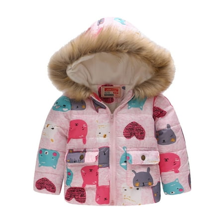 

Kids Coat Winter Baby Jacket Girls Hooded Printed Toddler Outwear Zipper Windproof Warm Thick Girls Coat Jacket