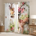 thumbnail image 2 of Castle Fairy Cute Deer Butterflies Blackout Curtains Set of 2 (52x84 Each) for Children Teens,Cartoon Woodland Animal Window Curtains,Chic Pink Floral Flowers Curtains and Drapes, 2 of 6