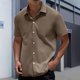 thumbnail image 1 of Blusa y camisa de manga corta con cuello vuelto para hombre, cárdigan informal de botones de color liso, blusa de manga corta con cuello vuelto, blusas de poliéster para hombre, 1 of 6