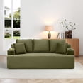 thumbnail image 2 of Boneless Sofa, 3-Seater Floor Couch with Cup Holders and Side Pockets, Corduroy Fabric No Assembly Sofa for Living Room or Dorm, 86.2 Inch, Green, 2 of 11