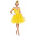 thumbnail image 4 of 5 Pcs Princess Costume & Accessories Set for Gir'ls, Crown/Brooch/Earring/Tutu Skirt Halloween Cosplay Dress Up (Yellow), 4 of 7