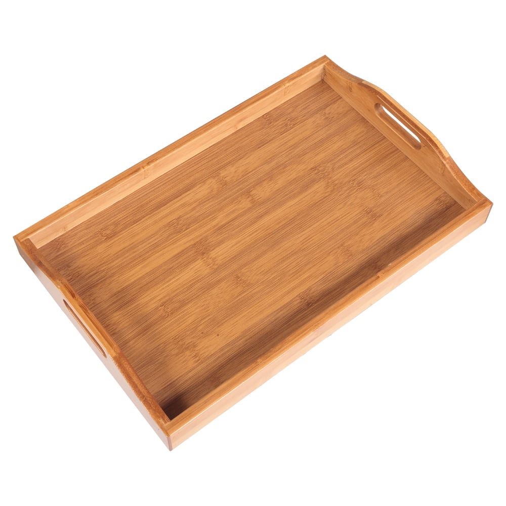 Lowestbest Tea Tray, Bar Tray, Serving Tray, Serving Platters Bamboo, Tray for Dinner Trays, Wooden Tray with Handles, Breakfast Tray, Parties, Bed Tray