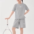 thumbnail image 5 of ITSAME Girls Athletic Outfit Sets, Quick-Dry Crewneck Tops and Shorts 2-Piece Loose Outdoor Sport Sets Light Blue Size 14-15, 5 of 6