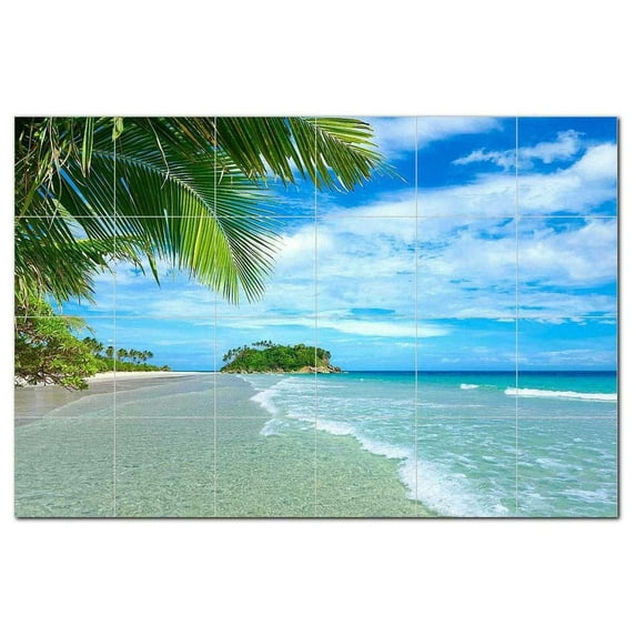Beach Ocean Ceramic Tile Mural Kitchen Backsplash Bathroom Shower, 400086-M64