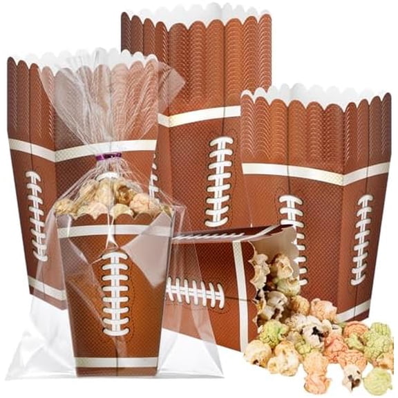 36 Set Football Party Supplies Kit Football Popcorn Paper Snack Boxes Plastic Treat Goodie Bags Popcorn Bucket with Twist Ties for Sport Tailgate Birthday Party Supplies$$Home Decor, Kitchen, & Other