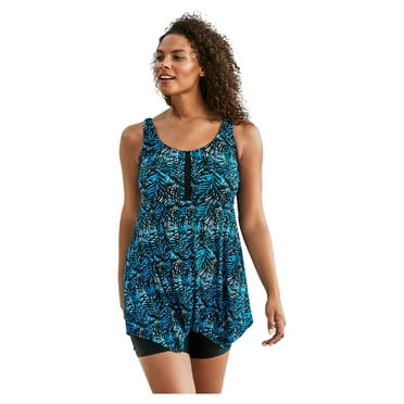 Swim 365 Women's Plus Size Longer-Length Tankini Top