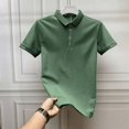 thumbnail image 5 of Ropa informal estética urbana, camisetas tipo polo para hombre lisas de Kpop, camisetas normales con cuello, camisetas elegantes negras nuevas para hombre, 5 of 5