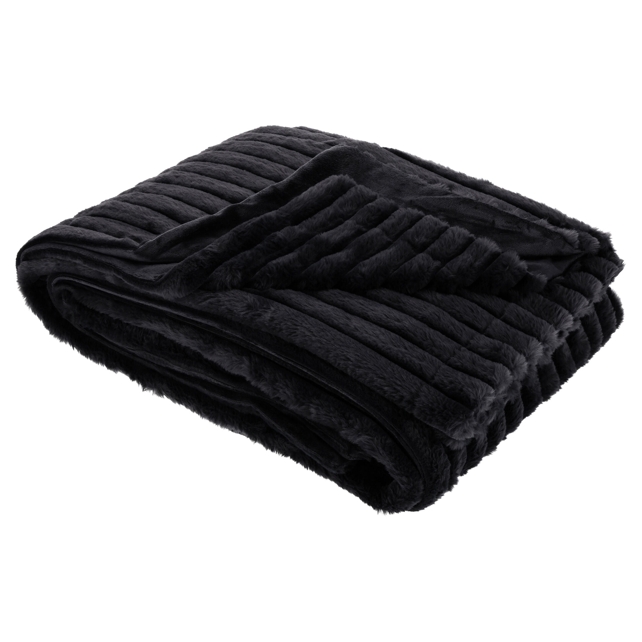 Mainstays Channel Faux Fur Blanket, Greystone, Full/Queen, 86" x 90"