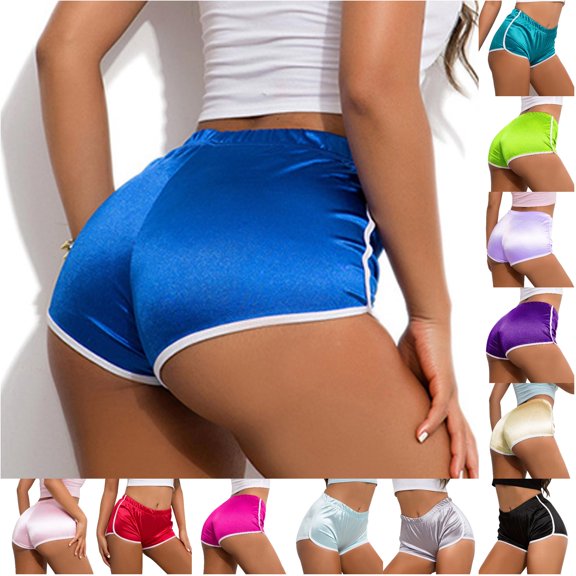 Afdoent Shorts For Women Color Block Retro Shorts Sports Yoga Gym Running Summer Lightweight Beach Vacation Shorts