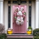thumbnail image 3 of Cubierta de puerta de bienvenida de conejo, decoración de fondo de puerta de Feliz Pascua rosa, letrero de bienvenida para puerta de entrada de Pascua para recuerdos de fiesta de Feliz Pascua, 3 of 9