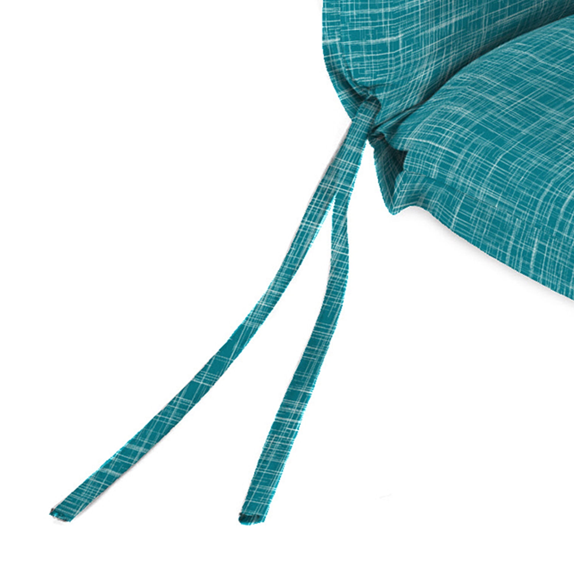Jordan Manufacturing 44" x 22" Etch Ocean Turquoise Dash Rectangular Outdoor Chair Cushion with Ties and Hanger Loop