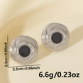 thumbnail image 2 of 304 Stainless Steel Geometric Earrings Drop Oil Design Hoop Stud Earrings 23x22mm Silver and Black Flat Oval Fashion Jewelry, 2 of 2