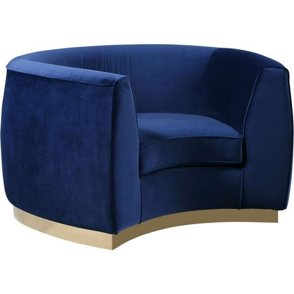 Maklaine Contemporary Velvet Accent Chair in Navy and Gold