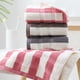 thumbnail image 1 of Toalla de algodón a rayas 13x29 pulgadas - Toalla de baño suave y absorbente para ducha, café gris rosa, 1 of 6
