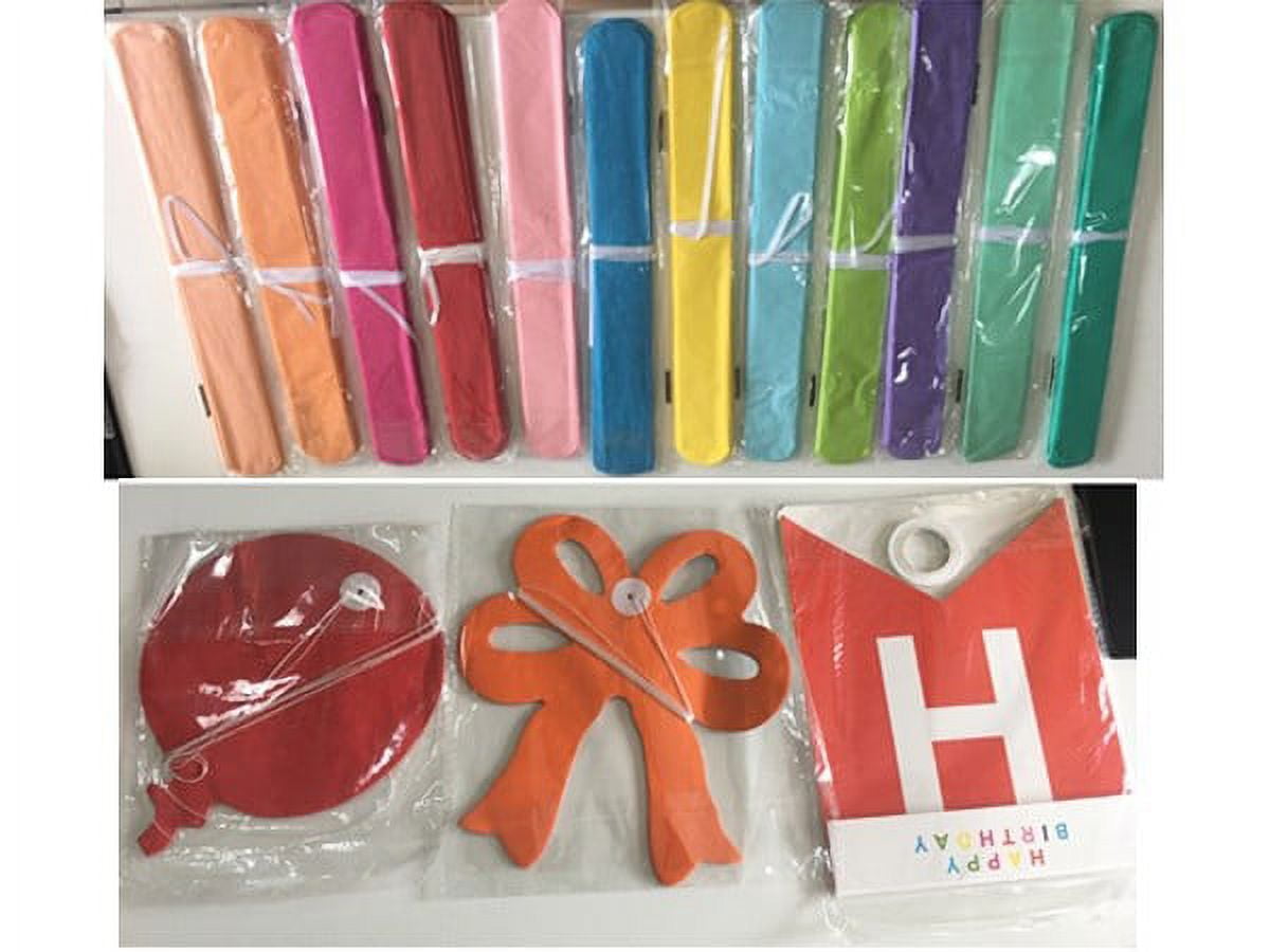 PartyPavillion Multi-color Rainbow Birthday Paper Party Decoration Kits, (25 Pieces)