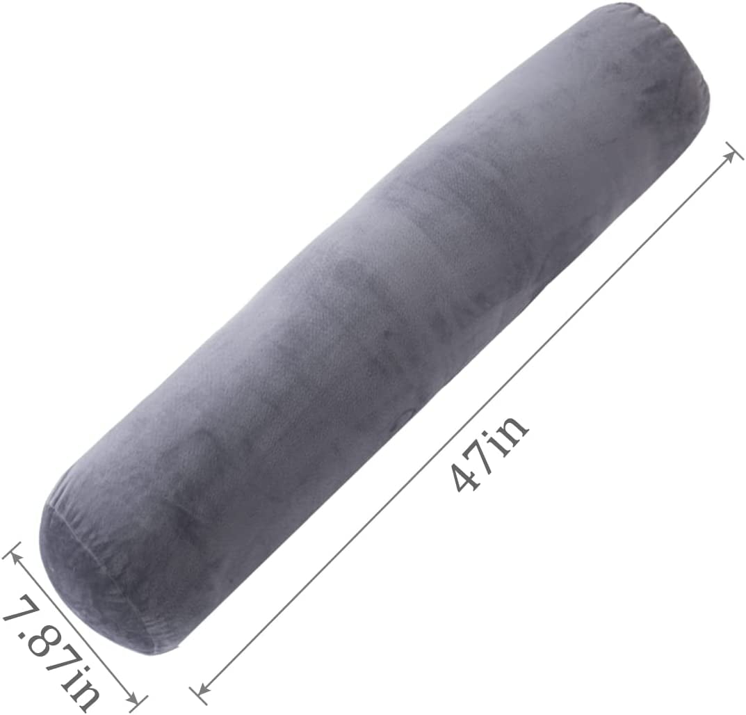 Bolster Pillow for Bed, Long Round Body Pillow for Adults with Removable Velvet Cover, Decorative Tube Roll Cylinder Pillow,