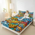 thumbnail image 5 of Feelyou Cartoon Art Twin Sheet Sets for Teens, Vintage Hip Hop Graffiti Twin Fitted Sheet, Game Boy Flat Sheet, Ultra Soft Bedroom Decor, 3 Pieces, 5 of 8