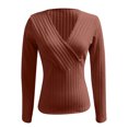 thumbnail image 5 of GigrtiJin Womens Deep V Neck Wrap Sweater Long Sleeves Slim Knitted Pullover Tops Solid Color Casual Comfy Blouses, 5 of 5