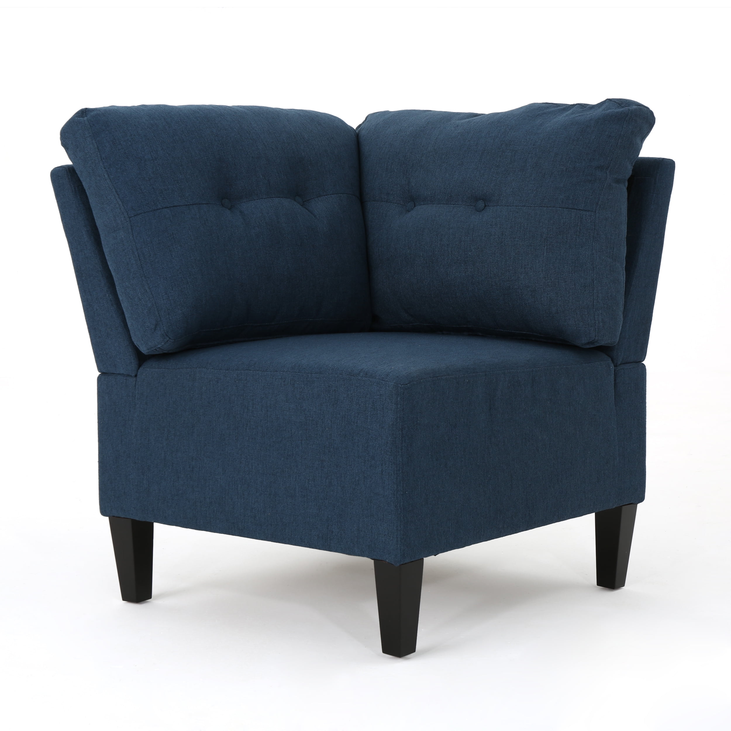 Noble House Miller Contemporary 10 Piece Fabric Sectional Sofa, Navy Blue, Dark Brown