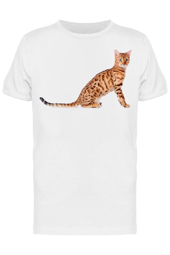 Beautiful Long Tailed Bengal Cat T-Shirt Men -Image by Shutterstock, Male Large