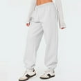 thumbnail image 6 of Women's Sweatpants High Waist Drawstring Sweat Pants Baggy Athletic Pants with Pockets White XL, 6 of 6