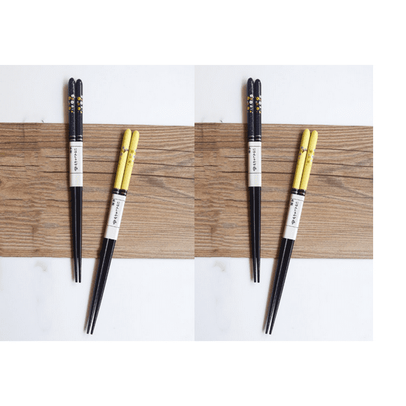 10 Pairs Golden Wooden Chopsticks Lovers Flower Blue Yellow Creative Wooden Chopsticks for Spike Dishes