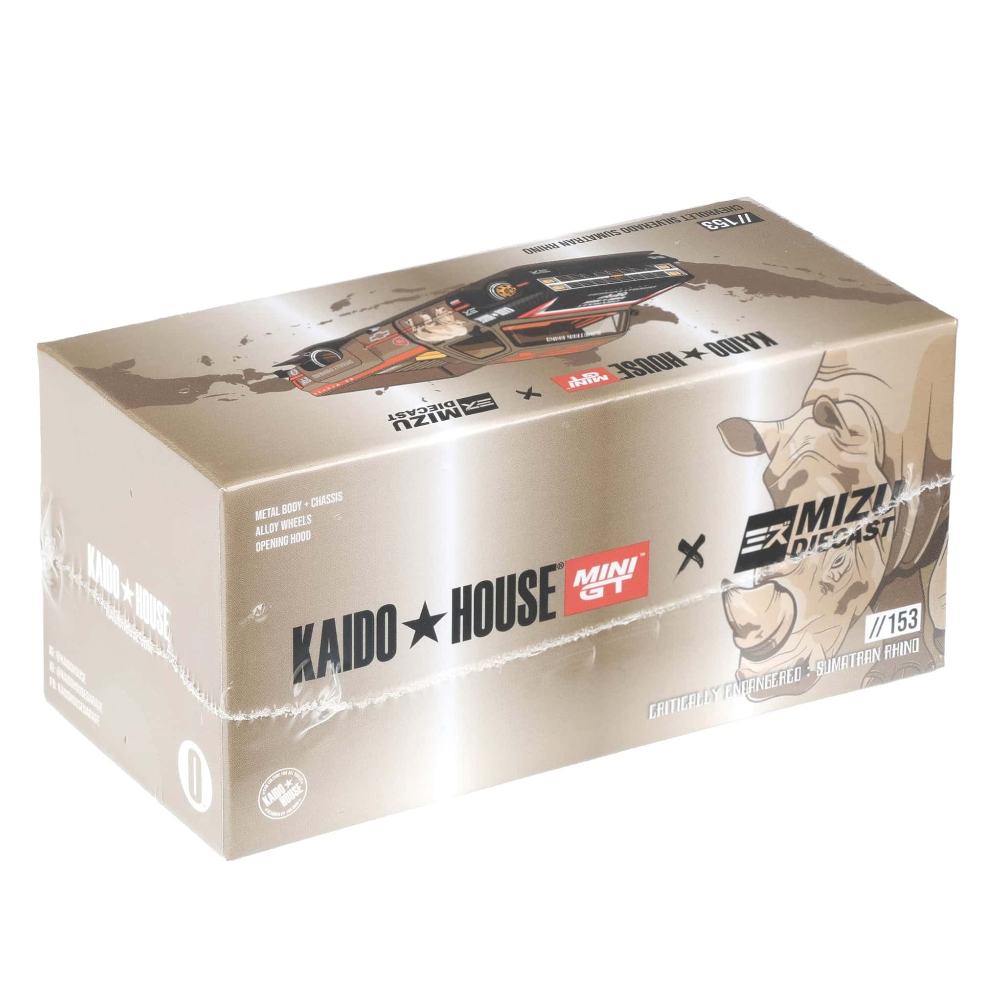 Chevrolet Silverado Dually Truck Tan and Carbon with Graphics "Kaido House" Special 1/64 Diecast Model Car by Mini GT