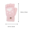 thumbnail image 3 of 1 par de guantes de felpa para niños, guantes cálidos de medio dedo, protectores de manos para exteriores (rosa), 3 of 7