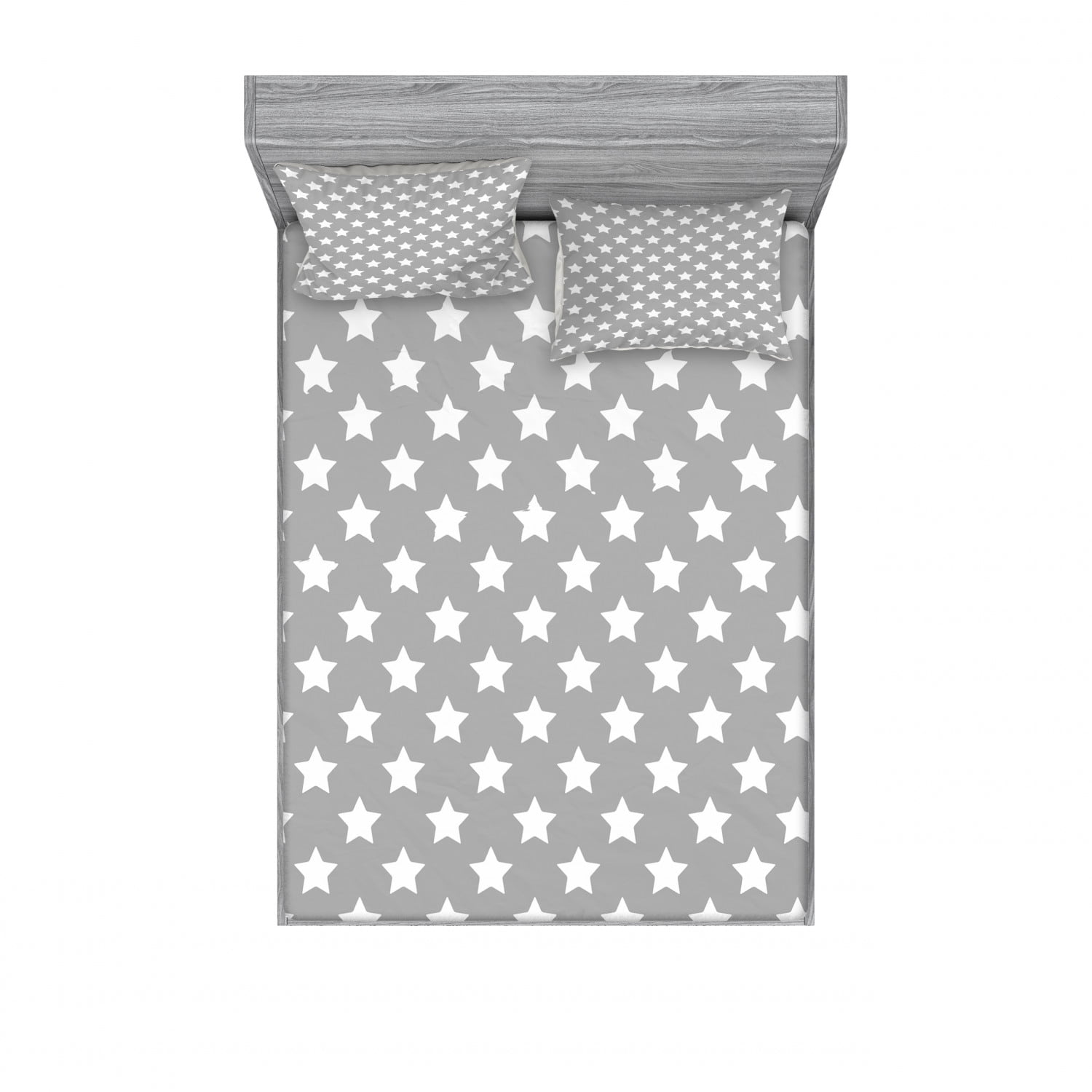 Star Bedding Set with Sheet & Covers, Big Stars Pattern Monochrome Modern Baby Nursery Design