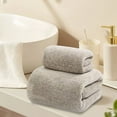 thumbnail image 6 of 2PCS Bath Towel Set, InsCrazy Bath Towels 100% Cotton Towels Bathing Thickened Quick Drying Large Towel Washcloth Water Absorbent Oversized Soft Bathroom Towels 55 X 28Inches, 6 of 7