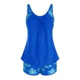 thumbnail image 5 of zaveiop Two Piece Tankini Bathing Suits T-Back Blouson Swim Tops with Boy Shorts Women Swimsuits Sporty Swimwear (Blue02, XL), 5 of 8