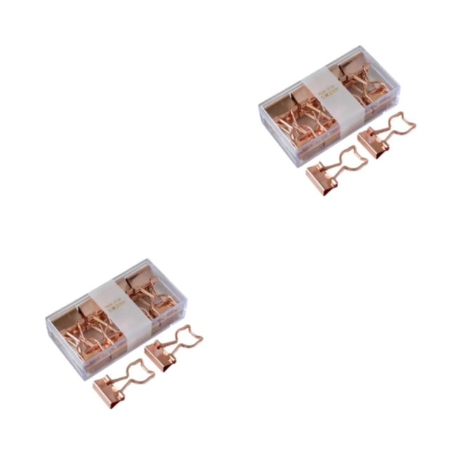 Methold Paquete de 12/lote Manténgase organizado con estos Clip Office Essentials - Clips metálicos para carpetas Elliot Folder Kitty. - Oro Gatito. - Oro rosa 2Conjunto